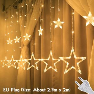 Kerst Kerstverlichting Led Ster Guirlande String Lights Voor Xmas Window Room Indoor Outdoor Decoratie Wedding Party Light Lamp