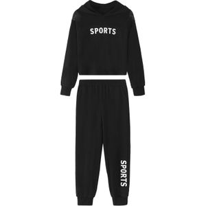 4-14Y 2 Stuks Kinderen Meisjes Sportkleding Hooded Lange Mouwen Letters Print Sweatshirt En Broek Set