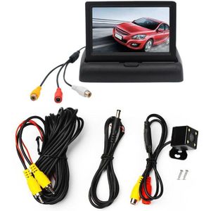 Auto Parking Assistance 4LED Nachtzicht Auto Ccd Achteruitrijcamera Met 4.3 Inch Kleuren Lcd Car Video opvouwbare Monitor Camera