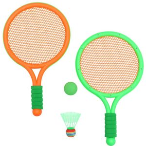 1 Set Kids Outdoor Sport Tool Outdoor Badminton Rackets Tennis Rackets En Set Voor Kinderen (Oranje)