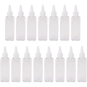 15 Pcs Haarkleuring Flessen Clear Plastic Spitse Mond Vierkante Haarverf Fles Opslag Flessen Container Voor Salon Huis