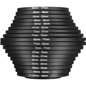 18Pcs Camera Lens Filter Ring Adapter Step Up Down Adapter Ring 37-82 Mm Set Voor Canon Nikon alle Camera Dslr