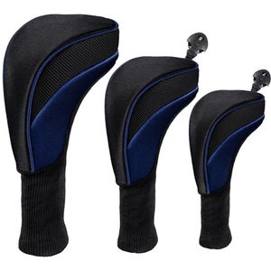 3 Pcs Golf Hout Hoofd Cover Mesh Lange Hals 400cc Driver Headcover Beschermen Mouwen