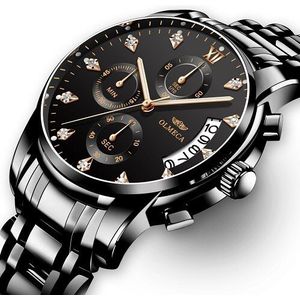 Relogio Masculino Mannen Luxe Sport Horloge Horloges 3ATM Waterdichte Klok Chronograph Stainless Steel Horloge Saat Band