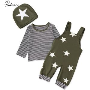 Baby Lente Herfst Kleding Peuter Baby Jongens Outfits Streep Tops T-shirt Sterren Band Romper Broek Hoed 3 Stuks Kleding