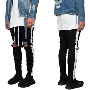 Heren Hip Hop Stijlvolle Ripped Jeans Broek Biker Skinny Slim Straight Gerafeld Denim Broek Casual Casual Broek Voor Jongens