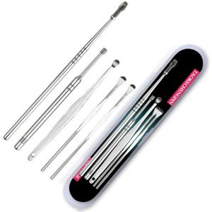 6 Stks/set Oorreiniger Ear Wax Pickers Spiraal Earpick Ear Wax Remover Oor Curette Spiraal Oor Lepel Earpick Set Oor cleaning Tools