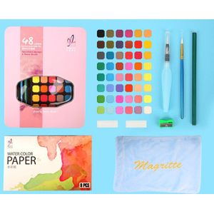 48Solid Pigment Aquarel Verf Set Met Water Kleur Draagbare Borstel Pen Voor Professionele Schilderen Kunst Levert