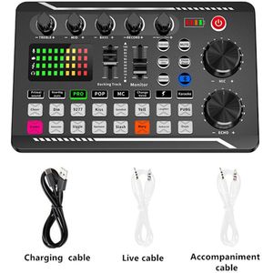 Volumeregeling-Compatibel Professionele Home Party Audio Live Geluidskaart Mixer Noise Cancelling Met Led Licht Adapter