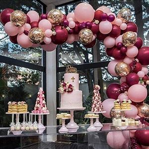 110Pcs Ballonnen Roze Goud Confetti Ballonnen Guirlande Boog En Gold Party Baby Shower Bourgondië En Gouden Bruiloft Decoraties