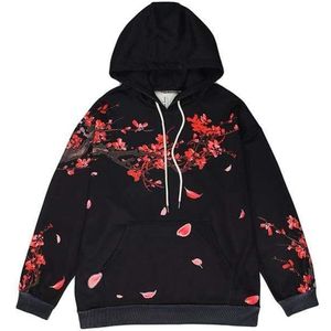 Cherry Blossom Hoodie Winter Koppels Sweatshirt Streetwear Oversized Harajuku Zwart Wit Hip Hop Trui Y2K Hoodies Mannen