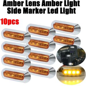 10Pcs Amber 4 Smd 12/24V Led Side Marker Achterlicht Ontruiming Lamp Truck Trailer