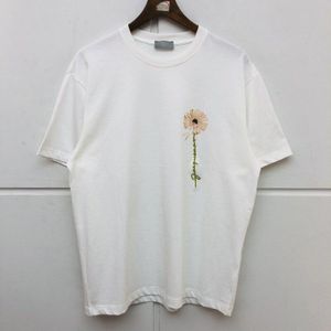 Borduurwerk Chrysant T Shirt Mannen Top Tees Streetwear Paars Wit T-shirt T-shirt