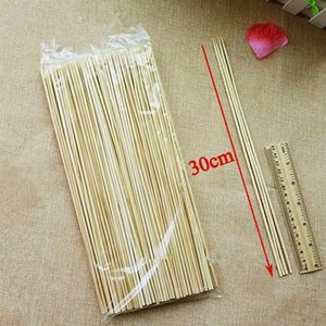 50Pcs 15 ~ 40Cm 3Mm Bamboe Wegwerp Houten Bbq Party Spiesjes Natuurlijke Bamboe Stokken Vlees Eten barbecue Sticks Accessoires