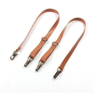 1 Paar Vrouwen Lederen Bretels Verstelbare Vintage Koperen Clip Broek Jarretel Voor Broek 4 Clips Op Zwart Bruin 60x1.5cm