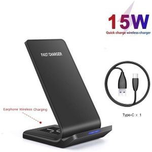 Fdgao 2 In 1 Wireless Charging Stand 15W Qi Fast Charger Dock Voor Iphone 11 Xs Xr X 8 plus Airpods Pro Voor Samsung S20 S10 Knoppen
