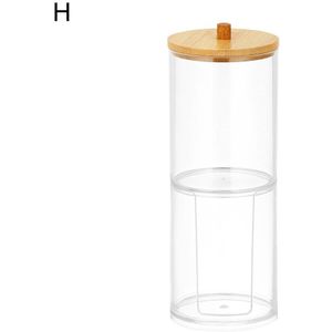 1Pc Acryl Multifunctionele Make Wattenschijfje Organisator Opbergdoos Voor Wattenstaafjes Staaf Badkamer Qtip Container Met Bamboe Deksel