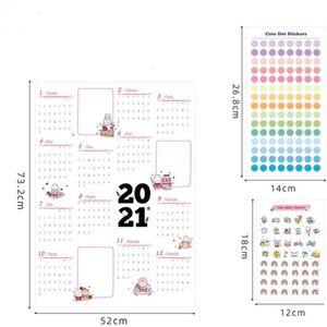 Jaar Planner Dagelijkse Schema Plan Papier Muur Kalender Met 2 Vel Eva Mark Stickers Kawaii Briefpapier School Kantoor Leveranties