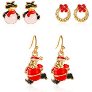 3 Stuk Kerst Earring Set Kerstcadeau Kerstman Oorbellen Persoonlijkheid Set Oorbellen Jaar Cadeau