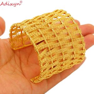 Adixyn Luxe Indiase Big Wide Bangle 24K Goud Kleur Armbanden/Armbanden Voor Vrouwen Afrikaanse Dubai Arabische Bruiloft Sieraden N10166