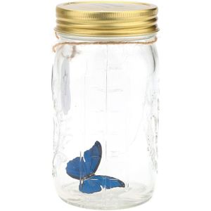 Romantische Glas Led Lamp Vlinder Jar Valentine Kinderen Decoratie Blauw