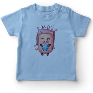Angemiel Baby Slapen Pig Jongens Baby T-shirt Blauw