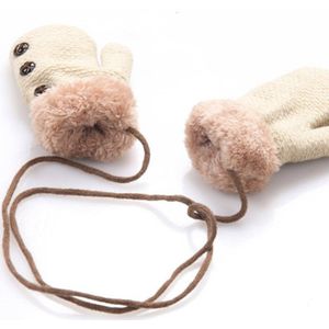 Winter Baby Jongens Meisjes Handschoenen Volledige Finger Kids Wanten Warme Acryl Touw Handschoenen Kinderen Breien Solid Button Wanten SA987036