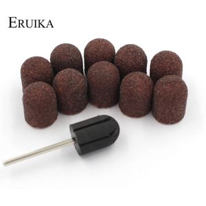 ERUIKA 10pcs 13*19mm Schuren Caps Elektrische Nail Boor Blok Caps Mills Cutter voor Manicure bit Pedicure nail Tool