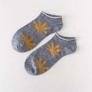 5 Paren/partij Retro Mannen Gekamd Katoen Ankle Sokken Maple Leaf Patroon Gestreepte Mond Creatieve Zomer Herfst Sokken