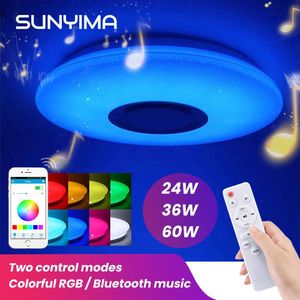 SUNYIMA Bluetooth Muziek Led Plafondlamp Ster Punt 24W 36W 60W Afstandsbediening Kleurrijke LED Kleur Veranderende licht