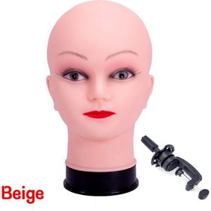 Alileader Afrikaanse Kaal Mannequin Hoofd Beige Met Stand Kosmetiek Practice Oefenpop Hoofd Voor Haar Styling Pruiken Maken