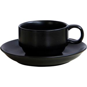 Ceramic Cup Coffee Cup Mug Tea Cup Set for Office and Home Perfect , Maximum Capacity 180ml/ 6 ounce (Black)