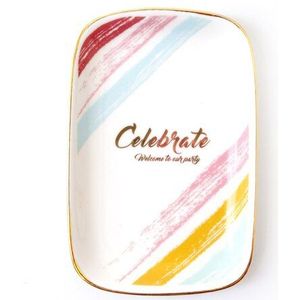 Keramische Rechthoekige Plaat Schotel Oorbellen Ketting Ring Armband Candy Dessert Opslag Decoratieve Borden Kommen