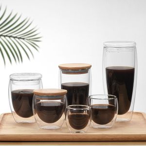 Hittebestendige Dubbele Wand Glas Cup Hoge Borosilicate Koffie Cup Handgemaakte Bier Mok Thee Glas Whisky Glas Cups drinkware