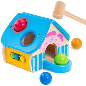 Baby Speelgoed Houten Ballen Huis Speelgoed Kleine Hamer Kloppen Ballen Educatief Houten Hamer Bal Huis Interactieve Kids Spel Speelgoed