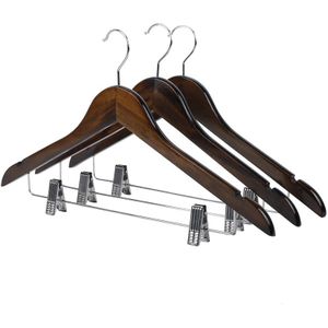 1/5/10Pcs Adult Retro Houten Hanger Kledingwinkel Antislip Massief Houten Kleding Supporter Huishoudelijke Naadloze Kleding hanger