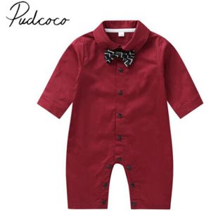 Baby Lange Mouw Kleding 0-24 M Pasgeboren Baby Baby Boy Gentleman Romper Solid Jumpsuit Formele Kleding Katoen outfit