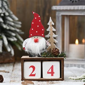 Kerstman Tafel Bureau Creatieve Kalender Kerst Advent Ornamenten Houten Blok Kalender Woondecoratie Noel Xmas Jaar