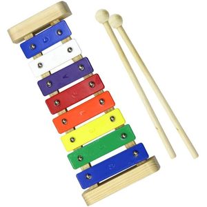 Houten 8-Key Xylofoon Voor Kids Nauwkeurig Tuned Glockenspiel Kleurrijke Sleutels Met Gegraveerde Notities