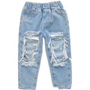 Dfxd 2-7T Voorjaar Grote Gebroken Gat Kids Jeans Voor Meisjes Jongens Peuter Kleding Casual Losse Ripped jeans Kinderen Denim Jeans