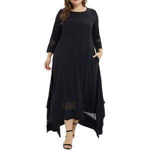 Chamsgend Moslim Womens Dress Chic Elegante Dame Gewaden Plus Size Zomer Losse Drie Kwart Mouw Thuis Jurken L0411