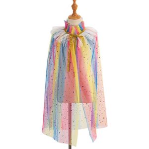 Halloween Kostuum Meisjes Sequin Prinses Shawl Kleurrijke Tulle Cape Mantel Kind Fancy Dress Up Cosplay Party Accessoires M6CD