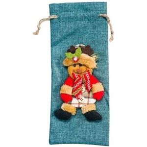 Xmas Kerstman Herten Trekkoord Wijnfles Cover Champagne Tas Party Decor