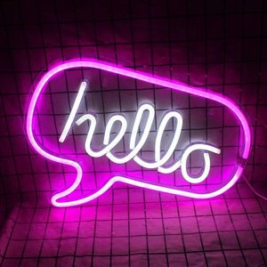 Hello Neon Borden Led Poster Cool Winkel Behang Neon Lamp 5V Usb Powered Indoor Verlichting Wanddecoratie Leds Neon licht