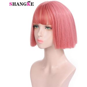 Shangke Korte Bob Pruik Synthetische Steil Haar Groene Cosplay Pruik Voor Vrouwen Hittebestendige Vezel Dagelijks Valse Haar