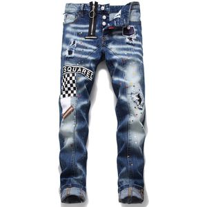 Denim Gat Jeans Geript Voor Mannen Maat 28-38 40 Herfst Winter Plus Fluwelen Hip hop Punk Streetwear