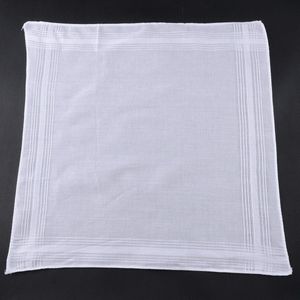 5pcs Wit Pocket Katoen Zakdoeken Hankie Hanky met Streep Mannen 40*40cm