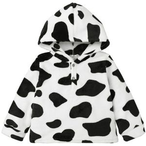 Nieuw Product Winter Warm Leuke Peuter Kinderen Baby Boy Meisje Flanel Koe Print Button Hooded Trui jas