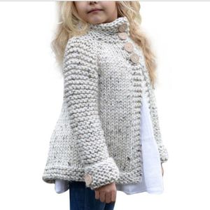 Baby meisjes Trui vest effen gebreide knop Bovenkleding Tops voor kid meisjes herfst winter warm vest jas meisjes trui