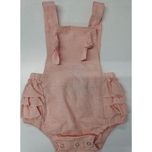 Pasgeboren Baby Meisjes Effen Kleur Sling Romper, Roze Ruche Tutu Bodysuit Jumpsuit Zomer Kleding